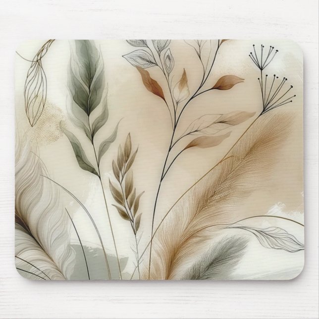 Tapis De Souris Mariage Bohème Botanique Moderne à la Végétation É (Devant)