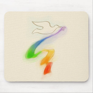 Tapis De Souris Mariage Dove avec ruban arc-en-ciel