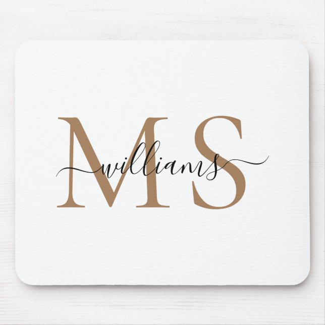 Tapis De Souris Mariage du nom du monogramme noir et or (Devant)