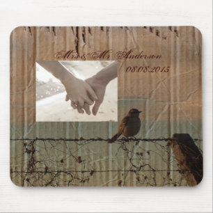Tapis De Souris Mariage occidental de grange de ferme d'oiseau