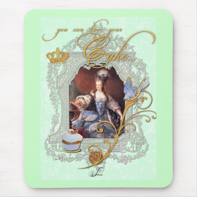 Tapis De Souris Marie Antoinette Cupcake et Bluebird (Devant)
