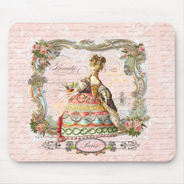 Tapis De Souris Marie Antoinette en rose (Devant)