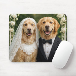 Tapis De Souris Mariée et marié Golden Retriever