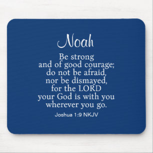 Tapis De Souris Marine Bleu Courage Bible Verse Nom personnalisé S