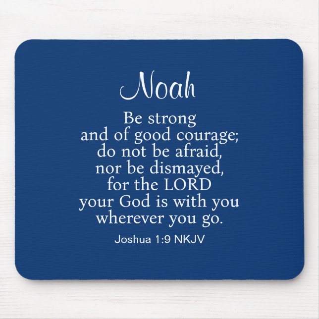 Tapis De Souris Marine Bleu Courage Bible Verse Nom personnalisé S (Devant)