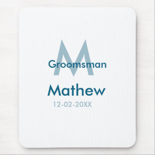 Tapis De Souris Marine bleu groomsman nom lettre date masculin par