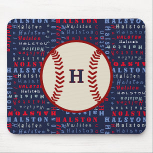 Tapis De Souris Marine Blue Monogramme Nom Cadeaux Enfants garçons