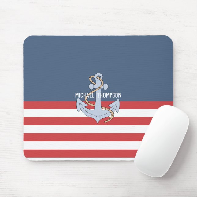 Tapis De Souris Marine nautique moderne avec ancre (Avec souris)