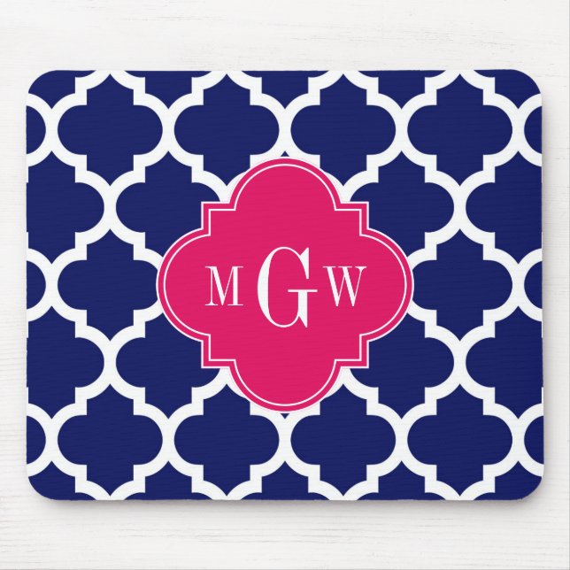 Tapis De Souris Marine Whats Marocain #5 Framboise 3 Monogramme in (Devant)