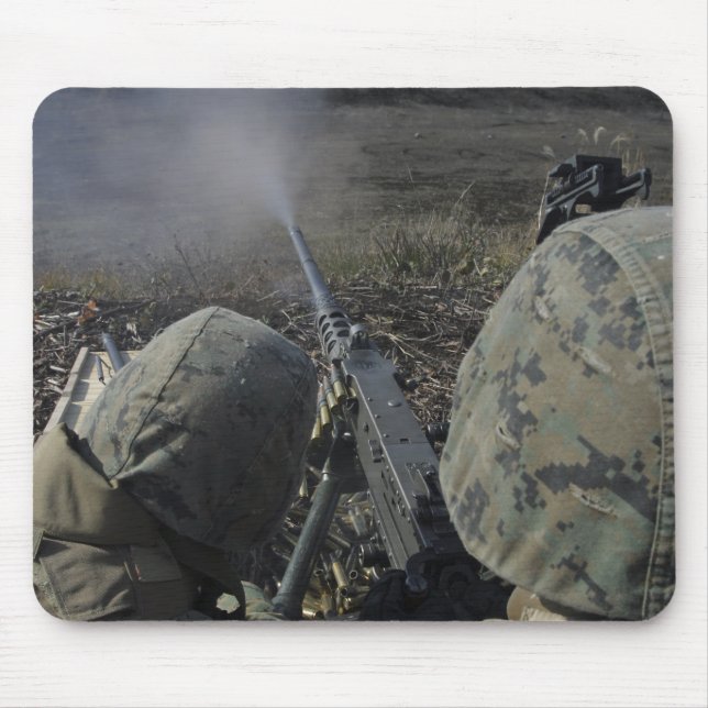 Tapis De Souris Marines tire une mitrailleuse de calibre M2 50 (Devant)