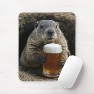 Tapis De Souris Marmotte avec chope de bière