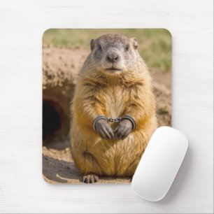 Tapis De Souris Marmotte portant des menottes