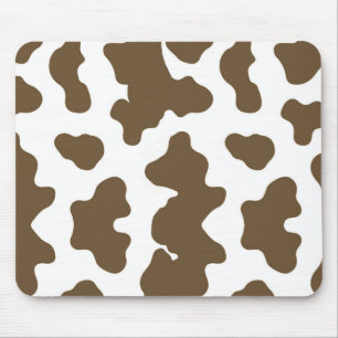 Tapis De Souris Marron rustique & Impression de vache blanche Cou
