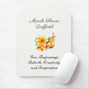 Tapis De Souris Mars Mois de la naissance Daffodique cadeau de nai