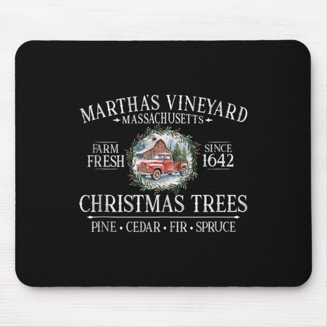 Tapis De Souris Martha's Vineyard Ma Christmas Trees Red Truck Whi (Devant)