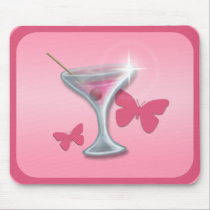 Tapis De Souris Martini papillon rose mousepad
