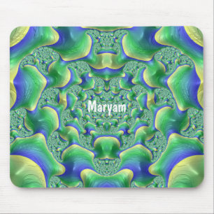 Tapis De Souris MARYAM ~ Zany Green, Jaune et Bleu Souris Pad