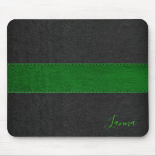 Tapis De Souris Masculine Monogramme en cuir vert et noir