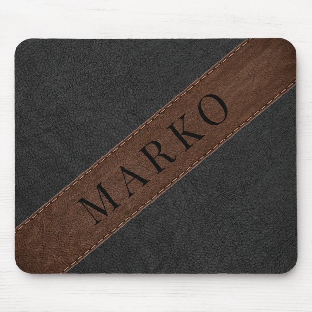 Tapis De Souris Masculine noir et brun faux cuir (Devant)