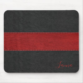 Tapis De Souris Masculine Rouge & Noir Cuir Monogramme Souris