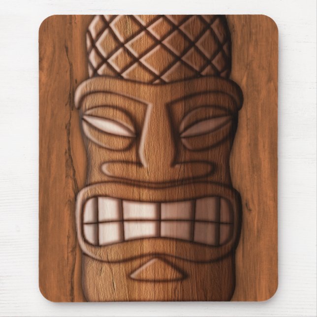 Tapis De Souris Masque en bois de Tiki (Devant)