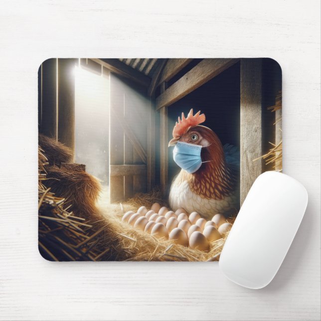 Tapis De Souris Masque facial sur une poule de ferme (Avec souris)