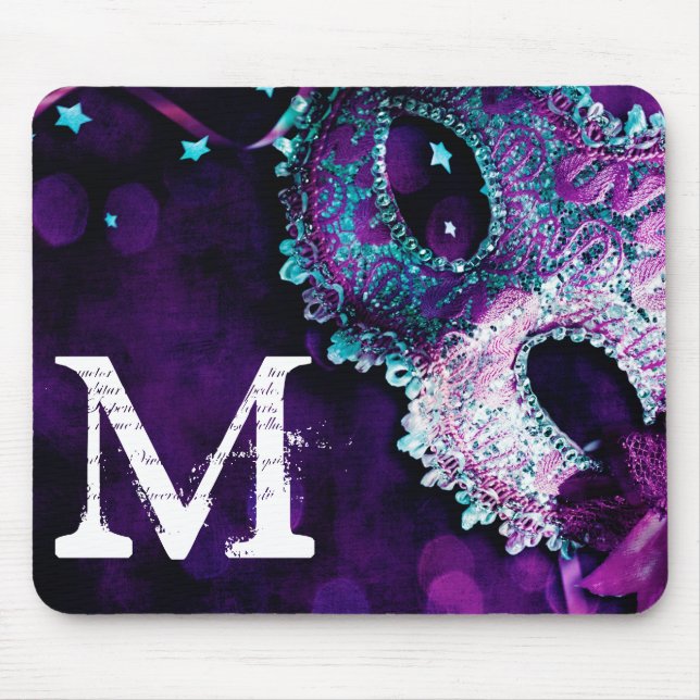 Tapis De Souris Masquerade Masque Masque Masogramme Monogramme Pre (Devant)