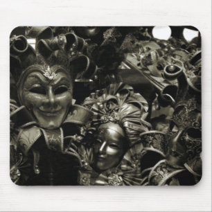 Tapis De Souris Masques de bal masqué gothique noir et blanc