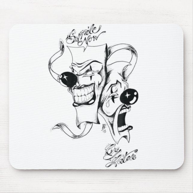 Tapis De Souris Masques De Drame Souriez Maintenant Pleure Plus Ta (Devant)