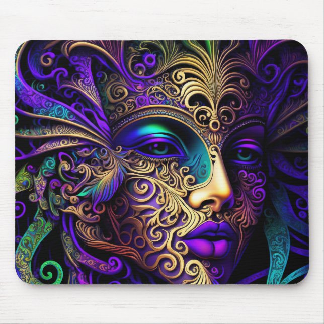 TAPIS DE SOURIS MASQUES MARDI GRAS AUX COULEURS CLAIRES (Devant)