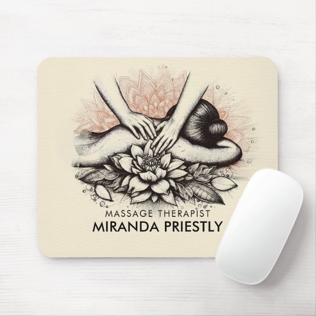 Tapis De Souris Massage Thérapie Guérison Mains Énergie Spa Bien-ê (Avec souris)