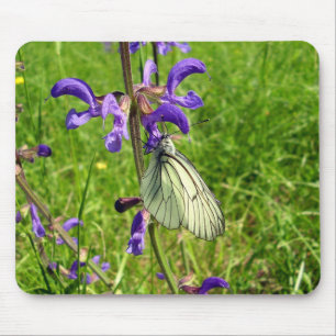 Tapis De Souris Mat de souris à papillon blanc à veine noire