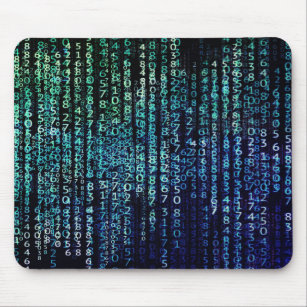 Tapis De Souris Matrice de technologie Code binaire bleu vert