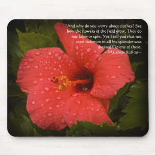 Tapis De Souris Matthieu 6:28-29 Hibiscus Mousepad