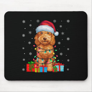 Tapis De Souris Mauvaise Noël éclaire Santa Chapeau Goldendoodle C