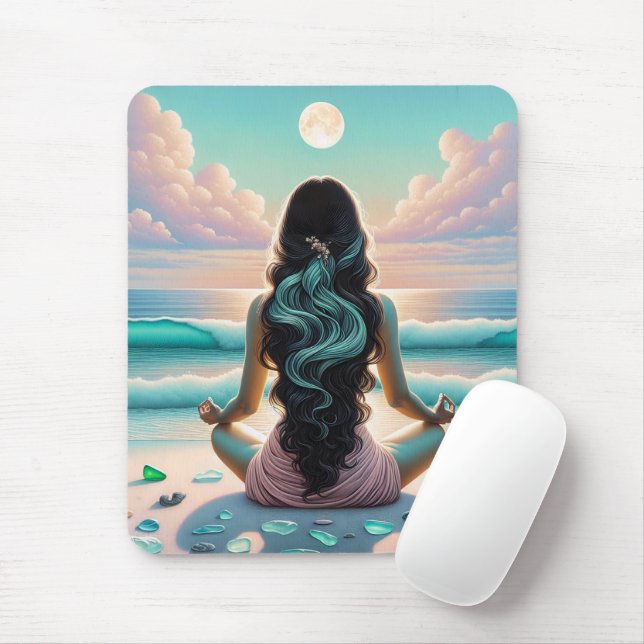 Tapis De Souris Méditation Harmonie sur la plage (Avec souris)