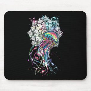 Tapis De Souris Méduse à l'aquarelle Chakras Animal marin Yoga Boh