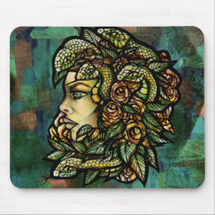 Tapis De Souris Méduse verte Serpent Rose Gorgone