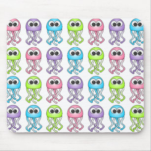 Tapis De Souris Méduses mignonnes Mousepad d'arc-en-ciel
