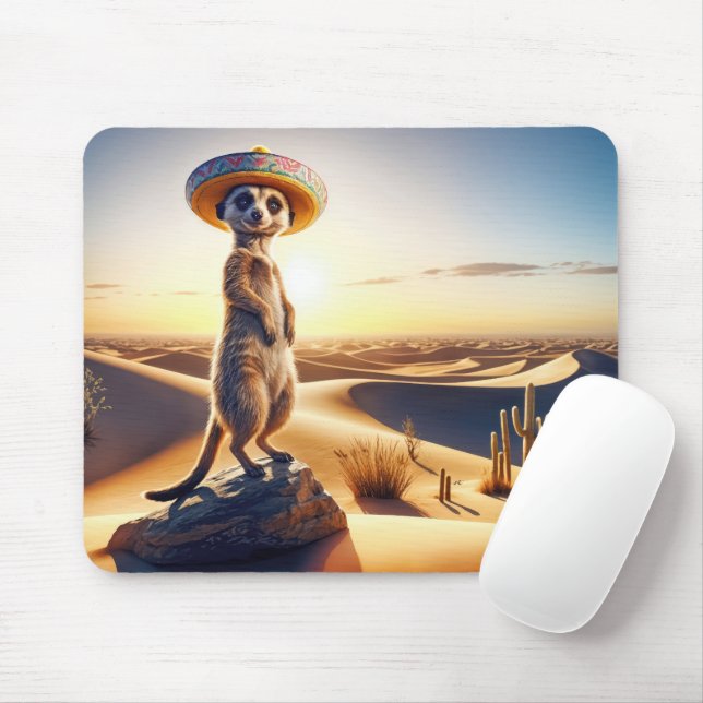 Tapis De Souris Meerkat porte un Sombrero mexicain (Avec souris)