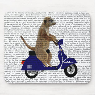 Tapis De Souris Meerkat sur le vélomoteur bleu-foncé