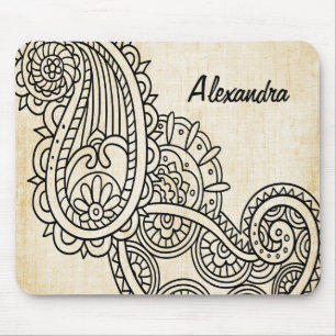 Tapis De Souris Mehndi Motif Mousepad Beige