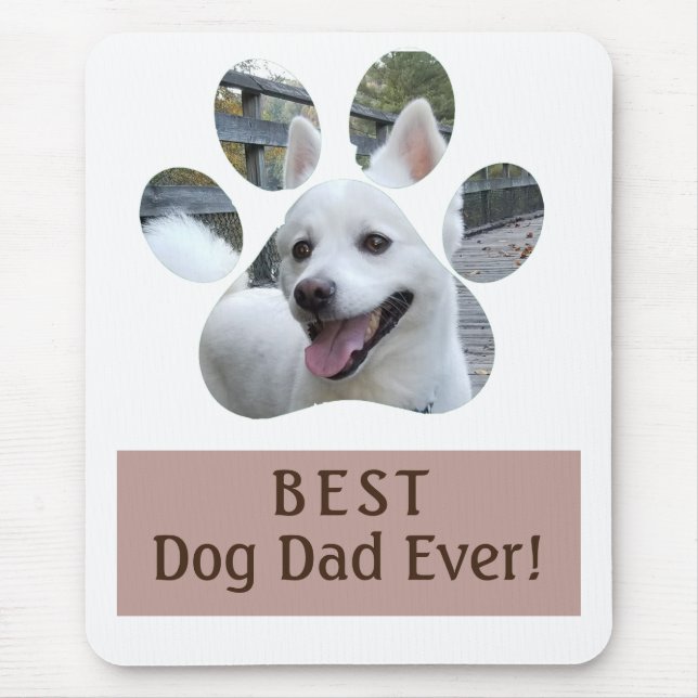 Tapis De Souris Meilleur Chien Papa Jamais Empreinte de patte Phot (Devant)