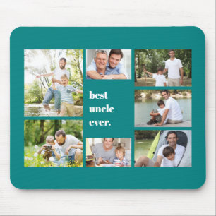Tapis De Souris Meilleur Collage photo d'oncle jamais Turquoise