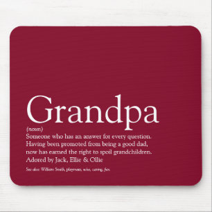 Tapis De Souris Meilleur Grand-Père Papy Papa Définition Bourgogne