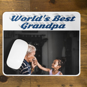 Tapis De Souris Meilleur grand-père photo mer bleu texte