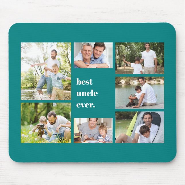 Tapis De Souris Meilleur Oncle Jamais Turquoise Collage photo (Devant)