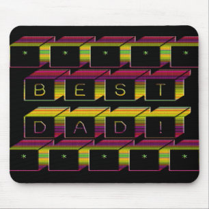 Tapis De Souris Meilleur papa bloque le texte Brown et jaune