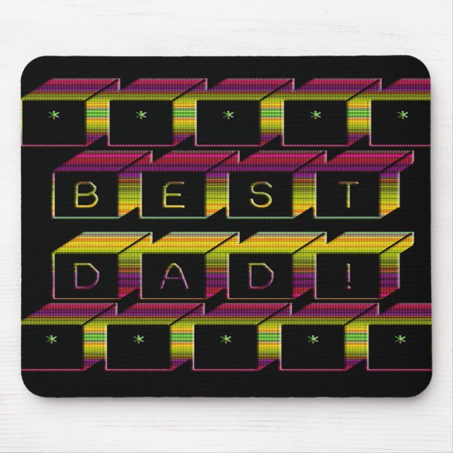 Tapis De Souris Meilleur papa bloque le texte Brown et jaune (Devant)
