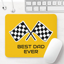 Tapis De Souris Meilleur papa jamais À damiers Drapeau Jaune noir